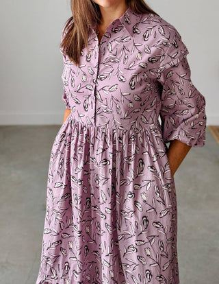 Aureum - Vestido midi com estampa Presley Pintuck