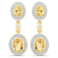 18K Yellow Gold Plated 5.70 Carat Genuine Citrine and White Topaz .925 Sterling Silver Earrings