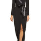 Eliza J Long Sleeve Tuxedo Gown in Black, Size 8