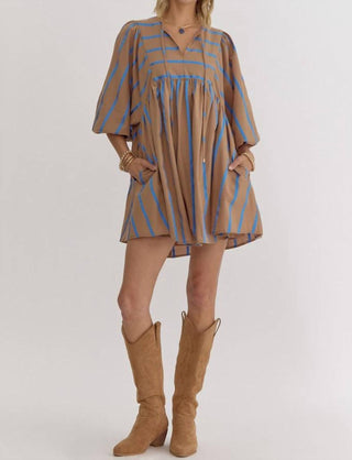 Entro - Vestido curto babydoll listrado