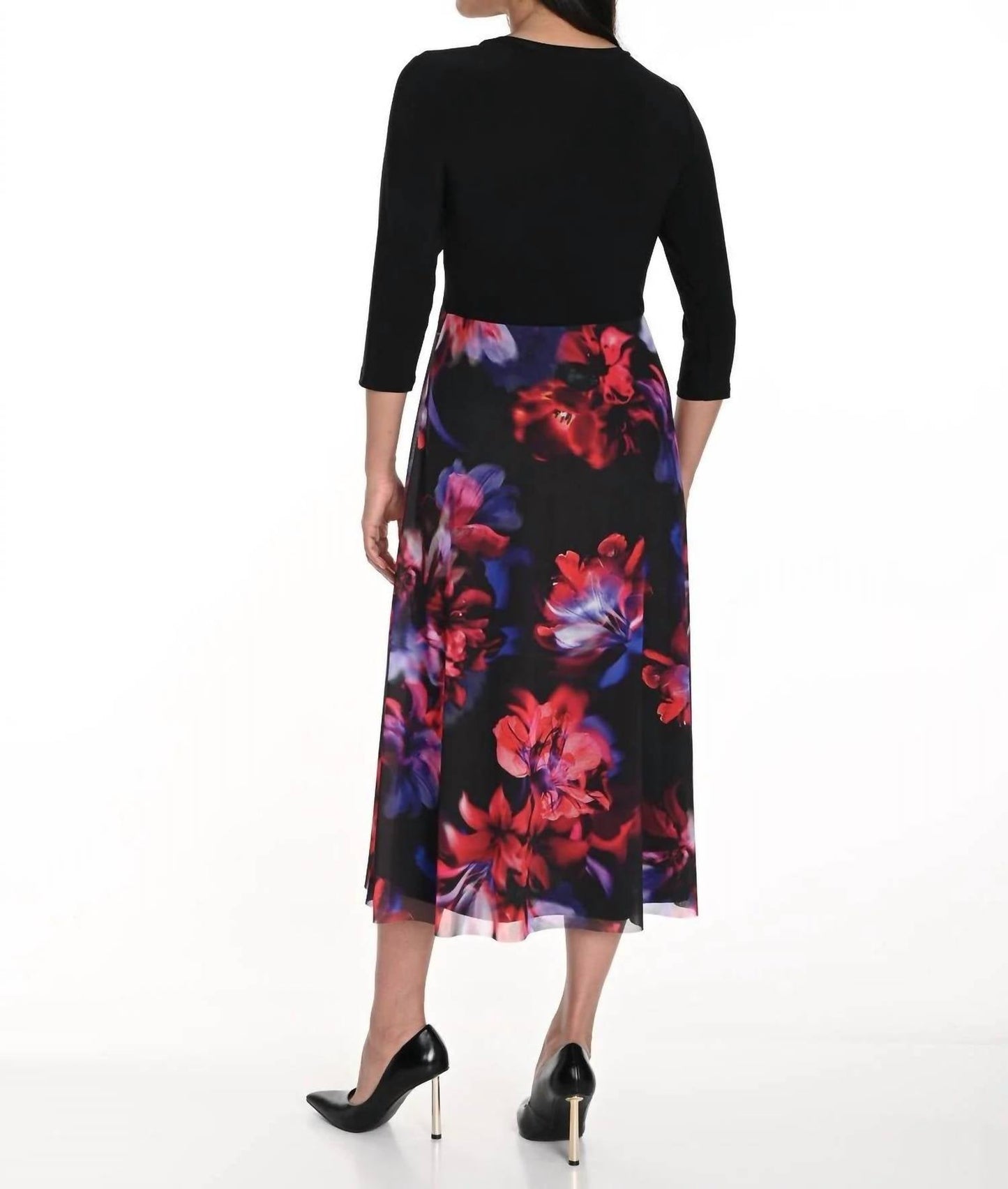 Frank Lyman - Floral Mesh Knit Dress
