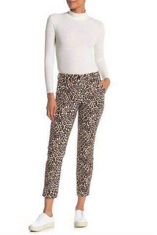 J.Crew - Calça curta justa com estampa de leopardo, cintura média elástica no tornozelo
