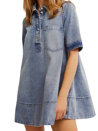Free People - Vestido curto jeans Remino
