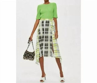 Topshop - Saia midi xadrez assimétrica