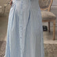 Jodifl - Striped Pin-tuck Flare Maxi Dress