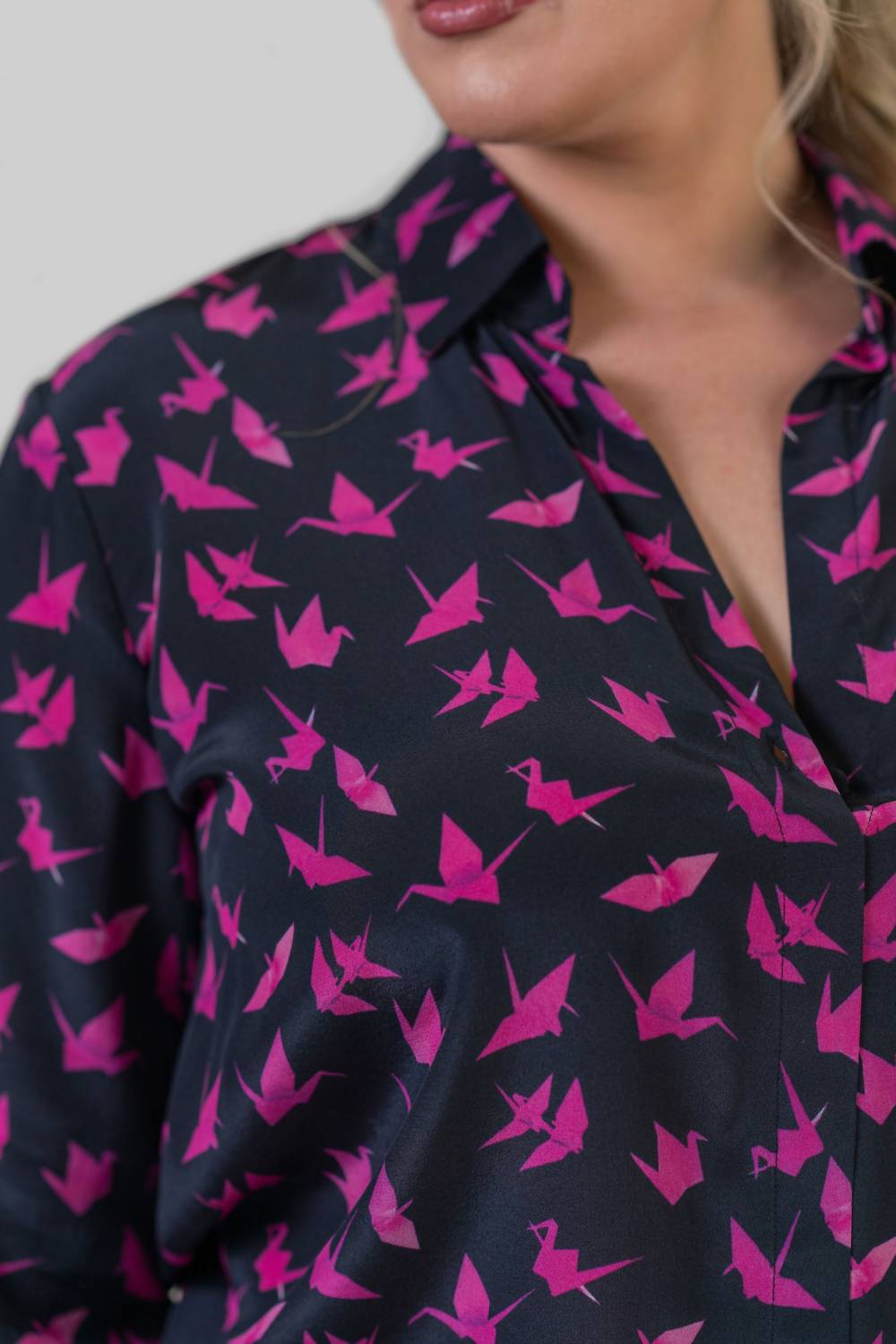 Catherine Gee - Daria French Cuff Silk Blouse - Plus