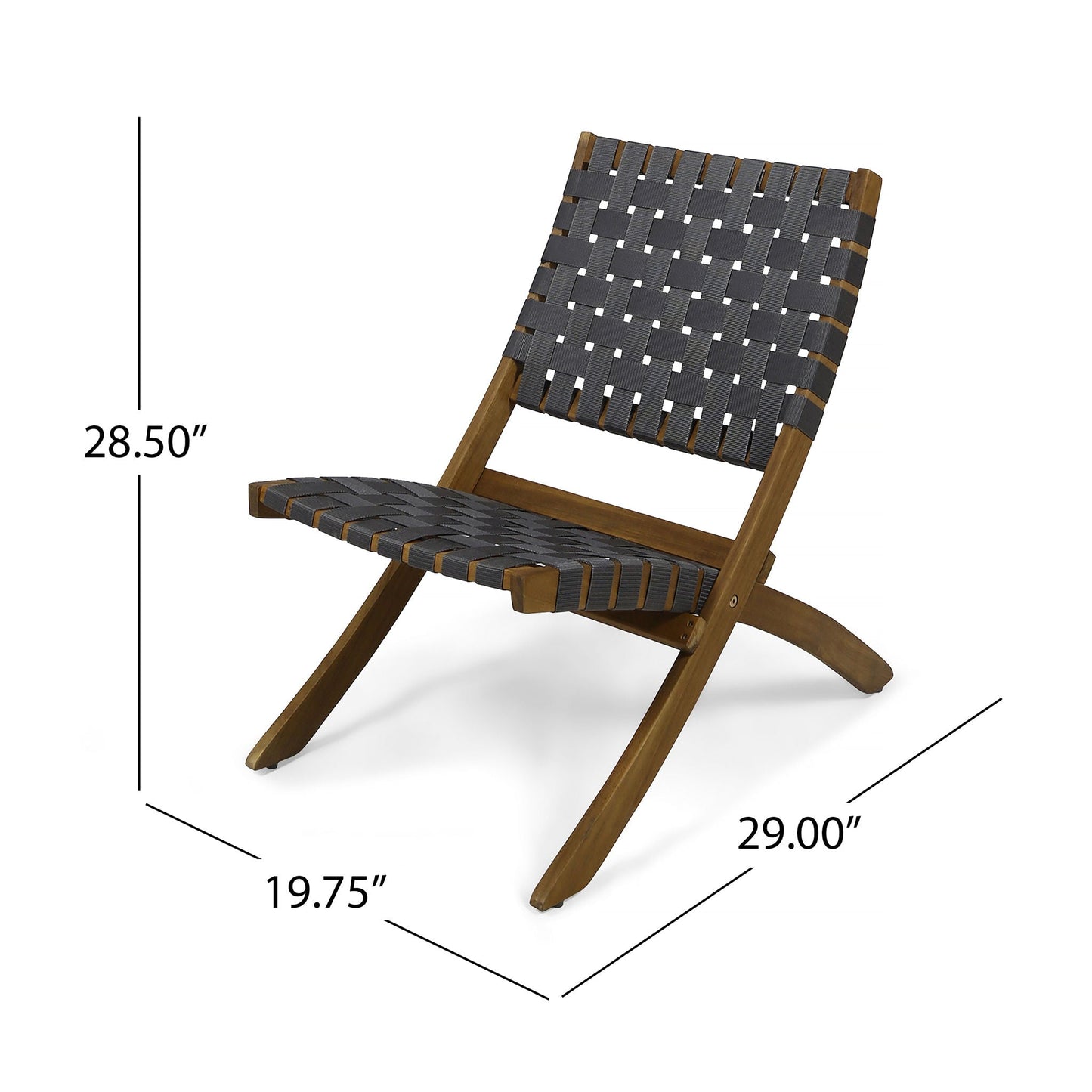 Solidago Outdoor And Strapping Belt Folding Chairs (Set of 2) - Black / Brown
