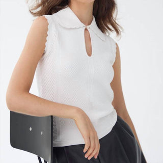 Autumn Cashmere - Mesh Keyhole Johnny Collar Top