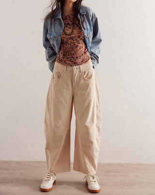Free People - Calça Jeans Cord Barrel Good Luck