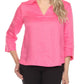 Joseph Ribkoff - Collared V-neck Quarter Sleeve Linen Top