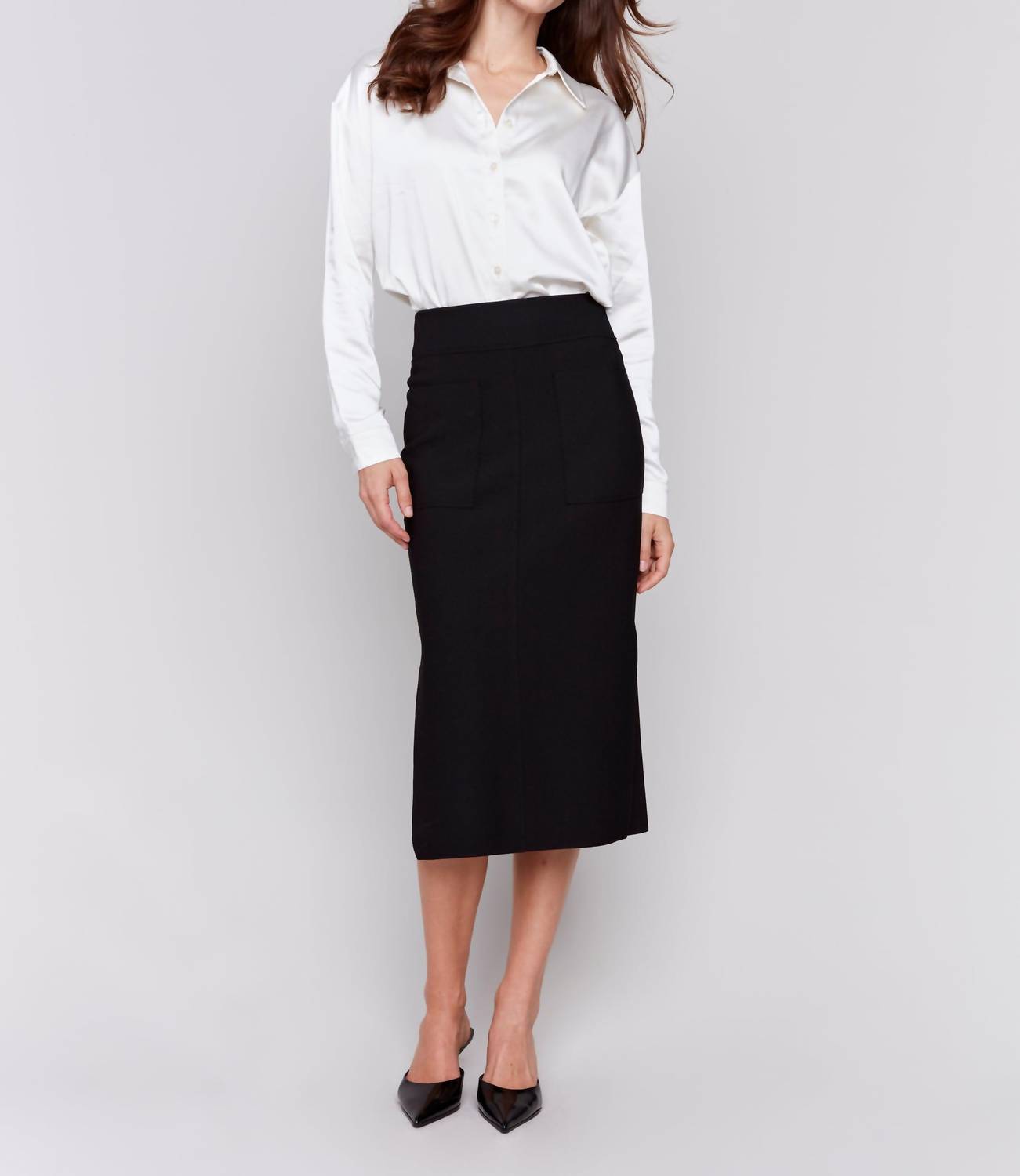 Charlie B - Knee-length Skirt With Side Slits And Pockets