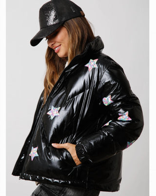Fantastic Fawn - Sequin Star Puffer Jacket