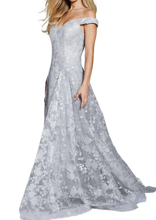 Jovani - Vestido diáfano com ombros à mostra