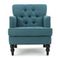 Linen Tufted Club Chair with Studded Trim -Teal- by Christopher Knight Home