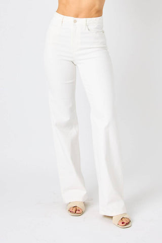 Judy Blue - High-waisted Braided Detail Wide Leg Jeans