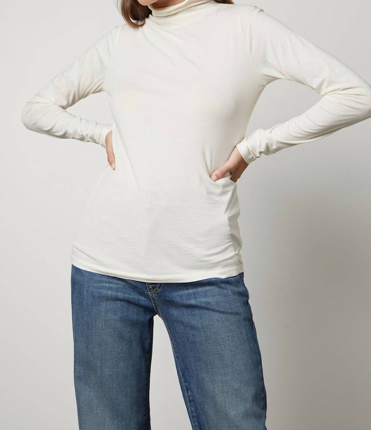 Velvet By Graham & Spencer - Gauzy Whisper Fitted Mock Neck Tee