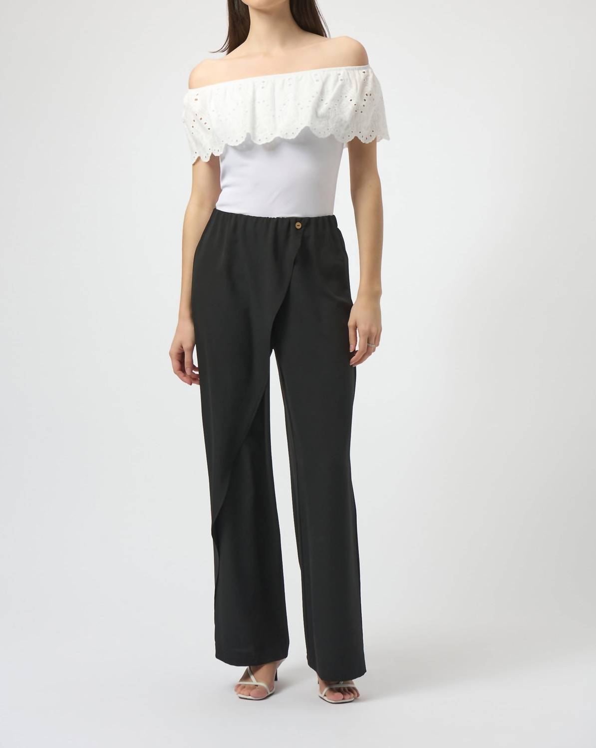 Joseph Ribkoff - Woven Wide-leg Pants With Asymmetrical Overlay