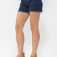 Judy Blue - Mid Rise Leopard Print Fray Hem Jean Shorts