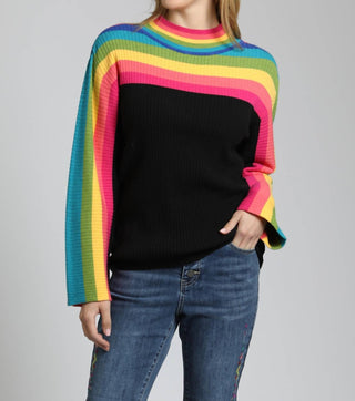 Apny - Striped Wide Arm Long Sleeve Top
