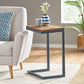 C Shaped End Table With Iron Base And Fir Wood Top