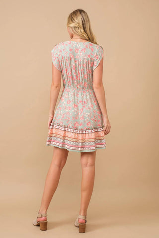 Hayden La - Floral Border Print V-neck Dress