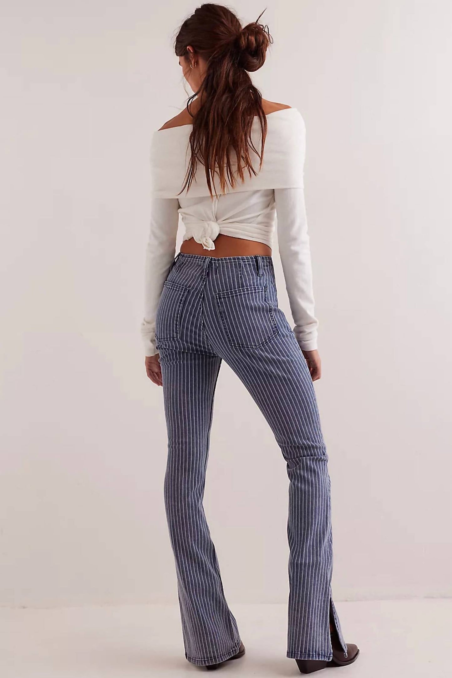 Free People - Women's Level Up Stripe Slim Flare Jeans