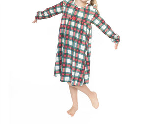 Angel Dear - Girls' Holiday Plaid Loungewear Gown
