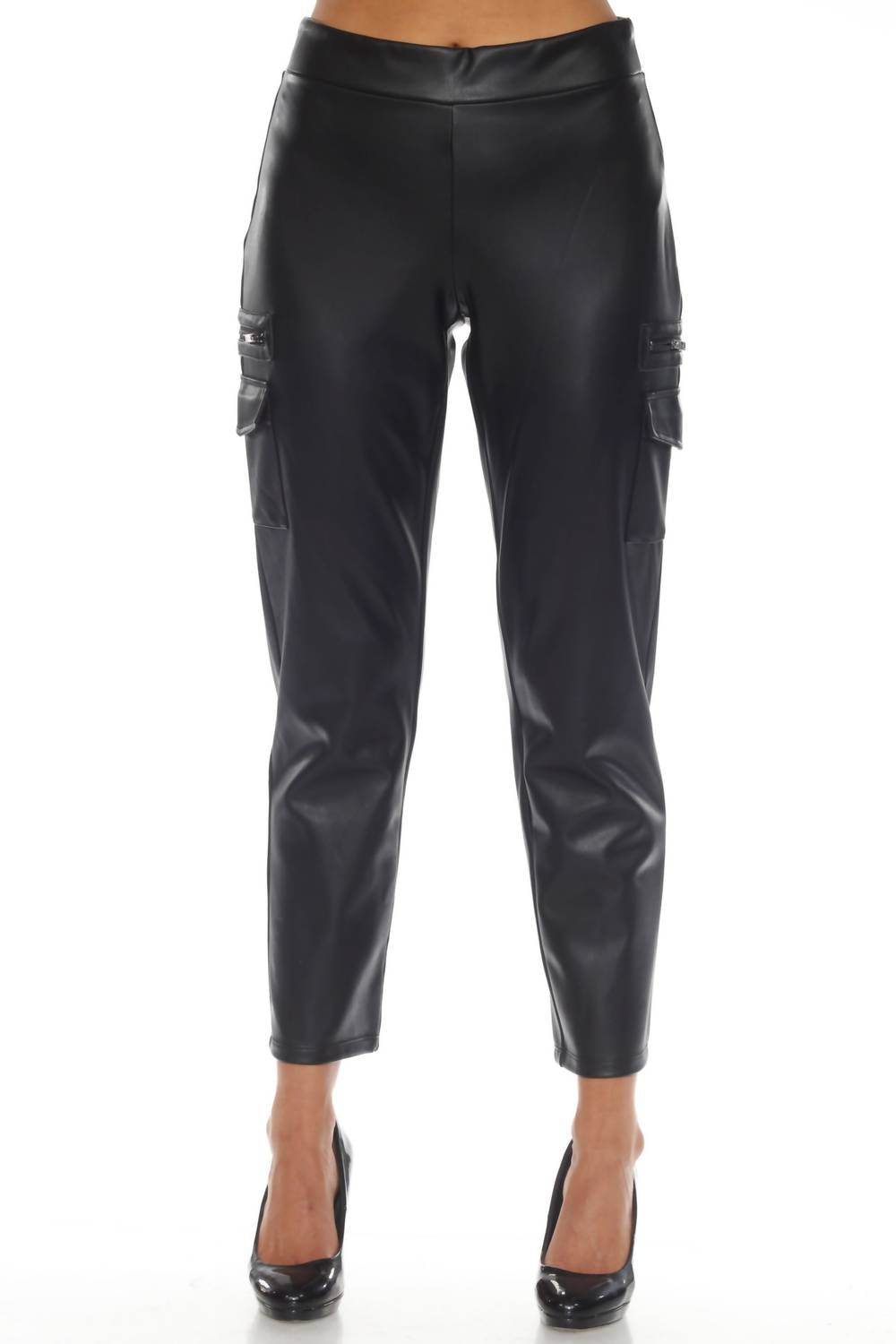 Joseph Ribkoff - Pull-on Faux Leather Cargo Pant
