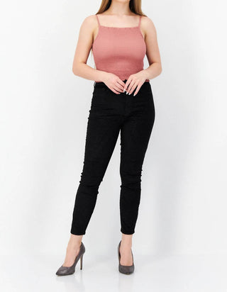 7 For All Mankind - Calça jeans skinny de veludo metálico com cintura alta