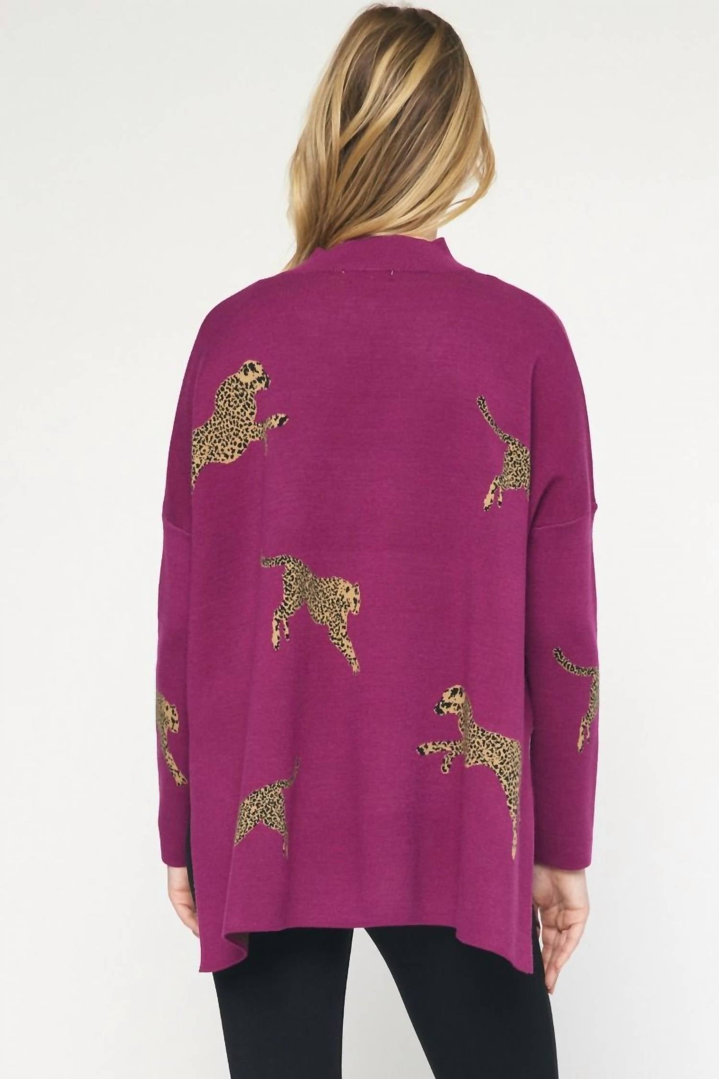 Entro - Leopard Poncho Tunic Sweater