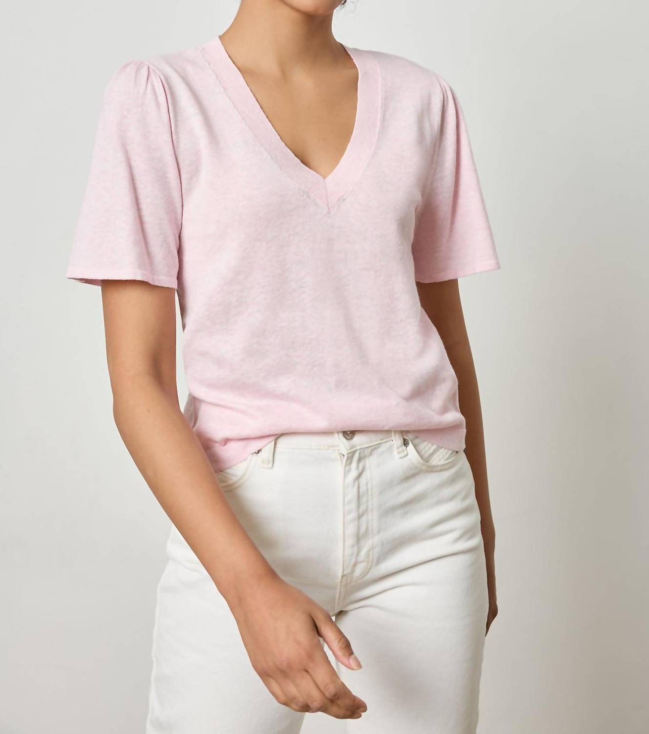Lilla P - Women's Short Sleeve V Neck Sweater