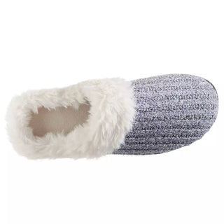 Isotoner - Pantufas femininas de malha canelada Erin Chenille com capuz