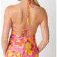 Olivaceous - Halter Floral Dress