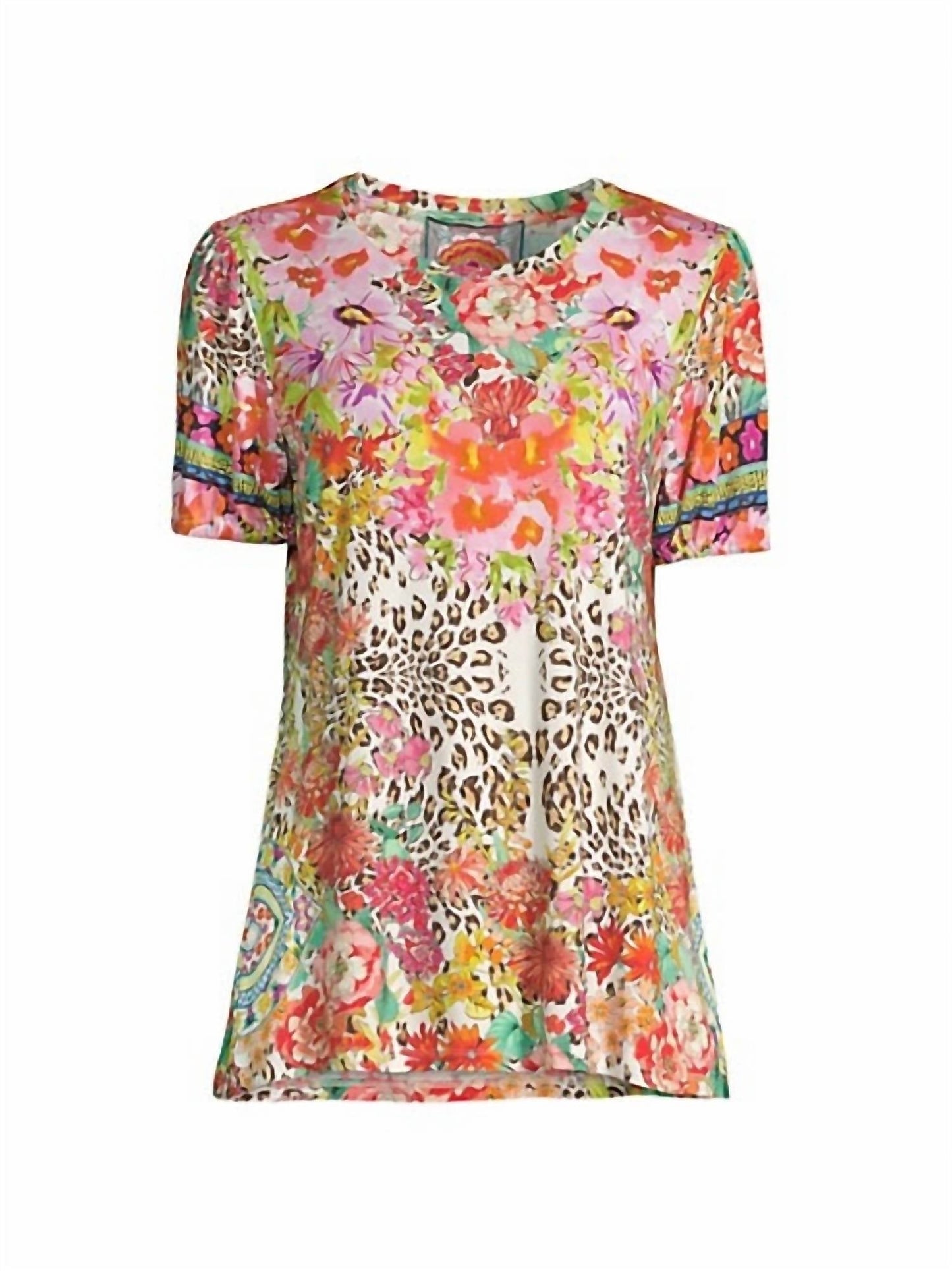 Johnny Was - WILD GARDEN PRINTED PUFF-SLEEVE FLARED T-SHIRT
