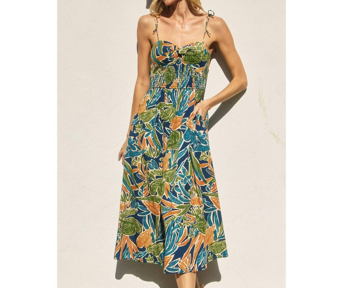 Dress Forum - Havana Twist Knot Tie Shoulder Midi Dress