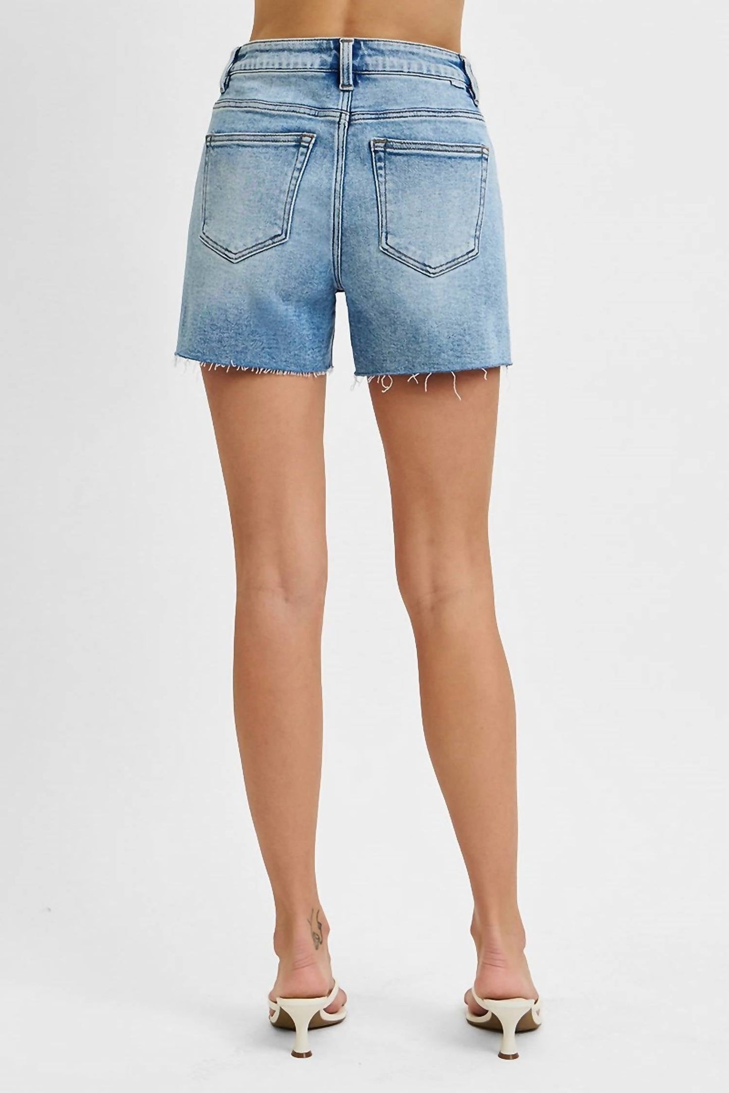 Risen - Crissy Side Slit Denim Shorts