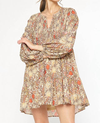 Entro - Fall Floral Long-sleeved Dress