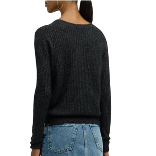 Autumn Cashmere - Shaker Cable Crew Sweater with Sheer Yoke