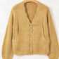 1 The Woman - Lantern Sleeve Scallop V Neck Buttoned Front Cardigan