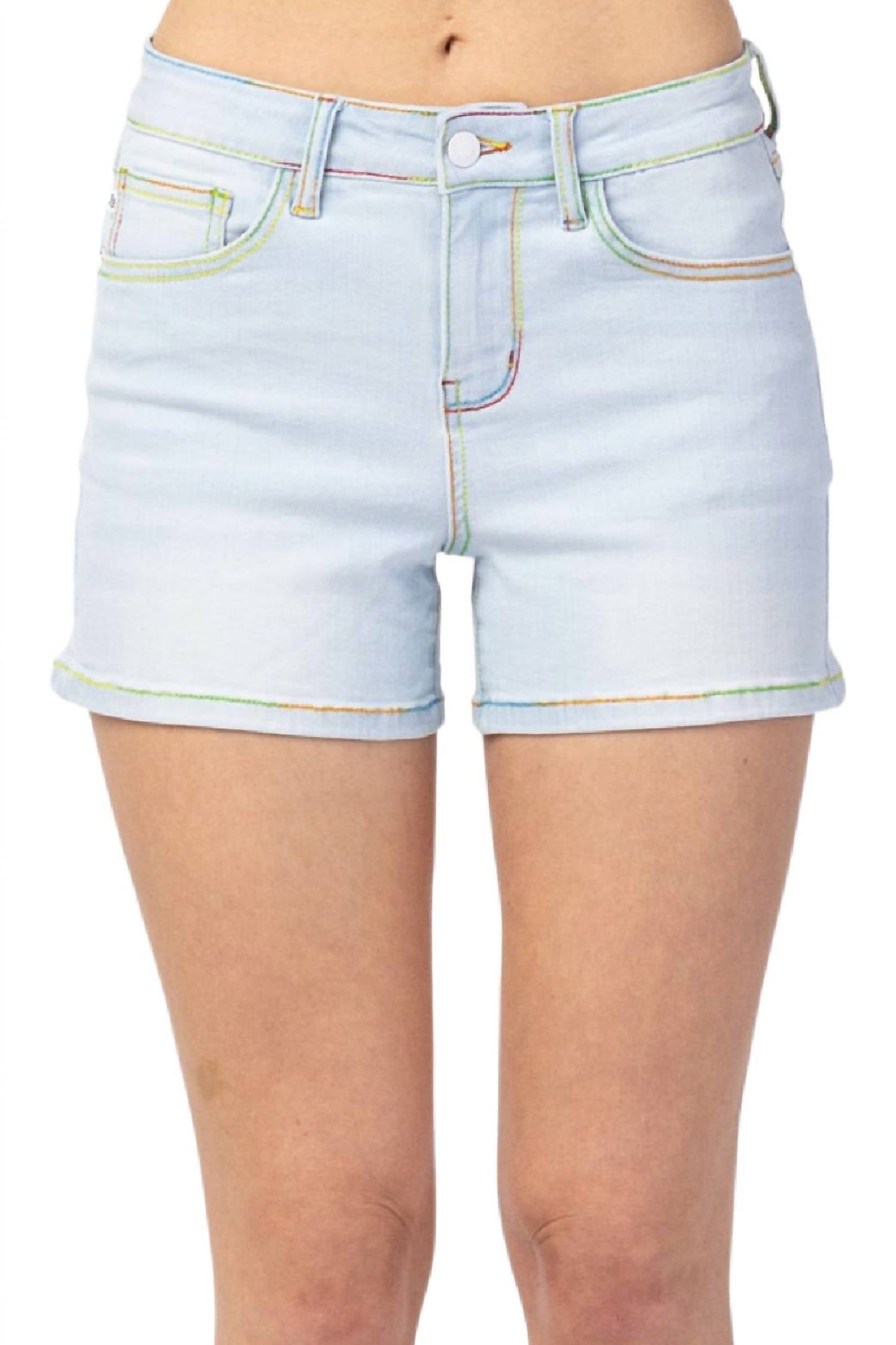 Judy Blue - Rainbow Thread Mid Rise Short
