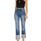 Risen - High Rise Ankle Straight Wide Cuffed Jeans