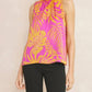 Entro - Tropical Leaf Print Halter Top