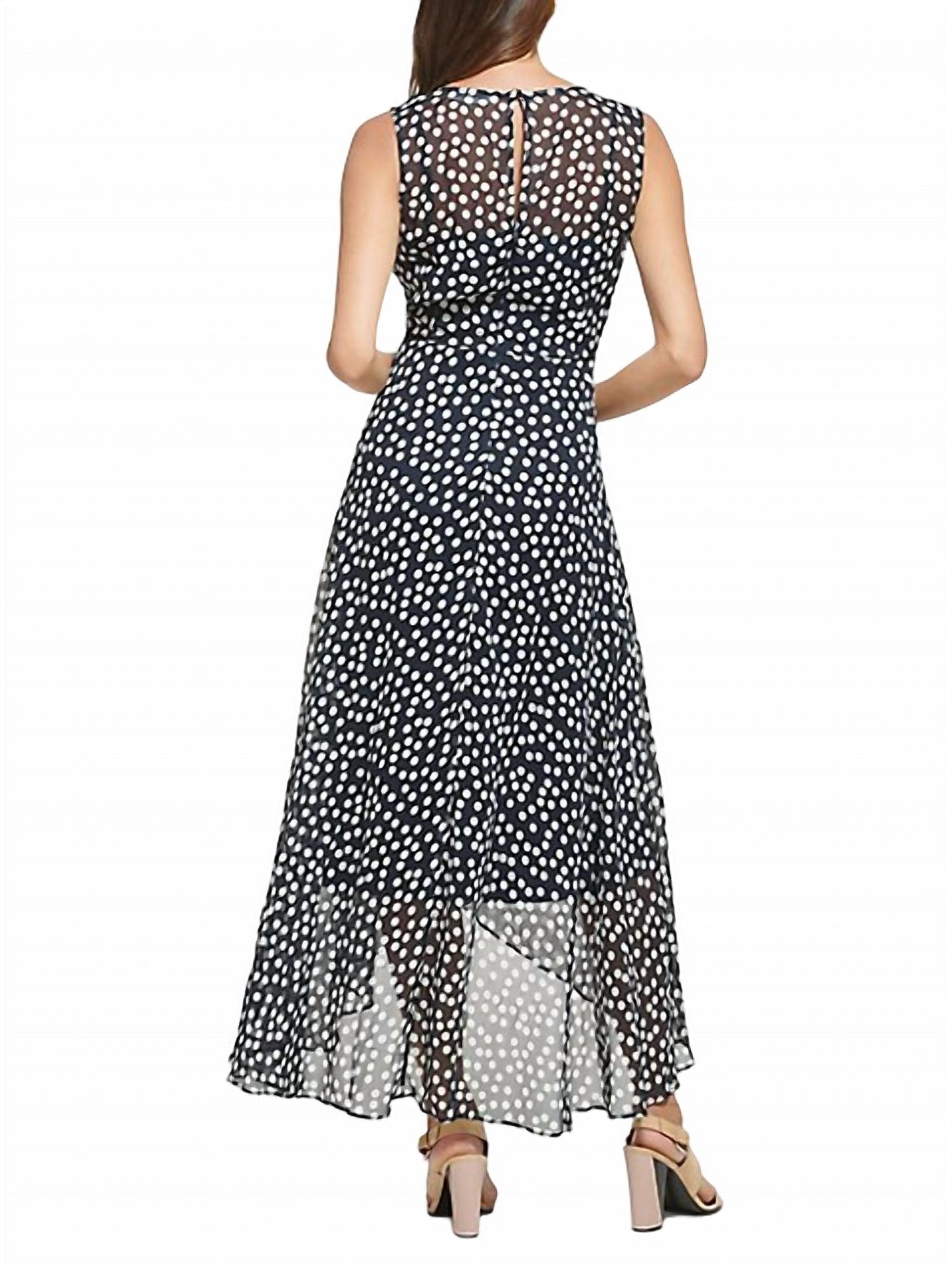 Calvin Klein - Polka Dot Sleeveless High Low Dress