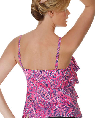 Miraclesuit - Top tankini com decote profundo e camadas