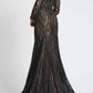 Mac Duggal - Beaded Illusion Long Sleeve Mermaid Gown