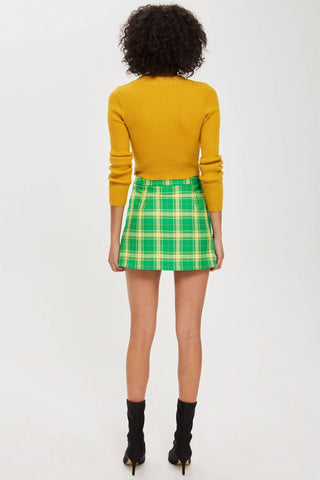 Topshop - Mini saia plissada xadrez