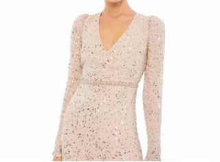 Mac Duggal - Vestido de lantejoulas com bainha e cinto adornados