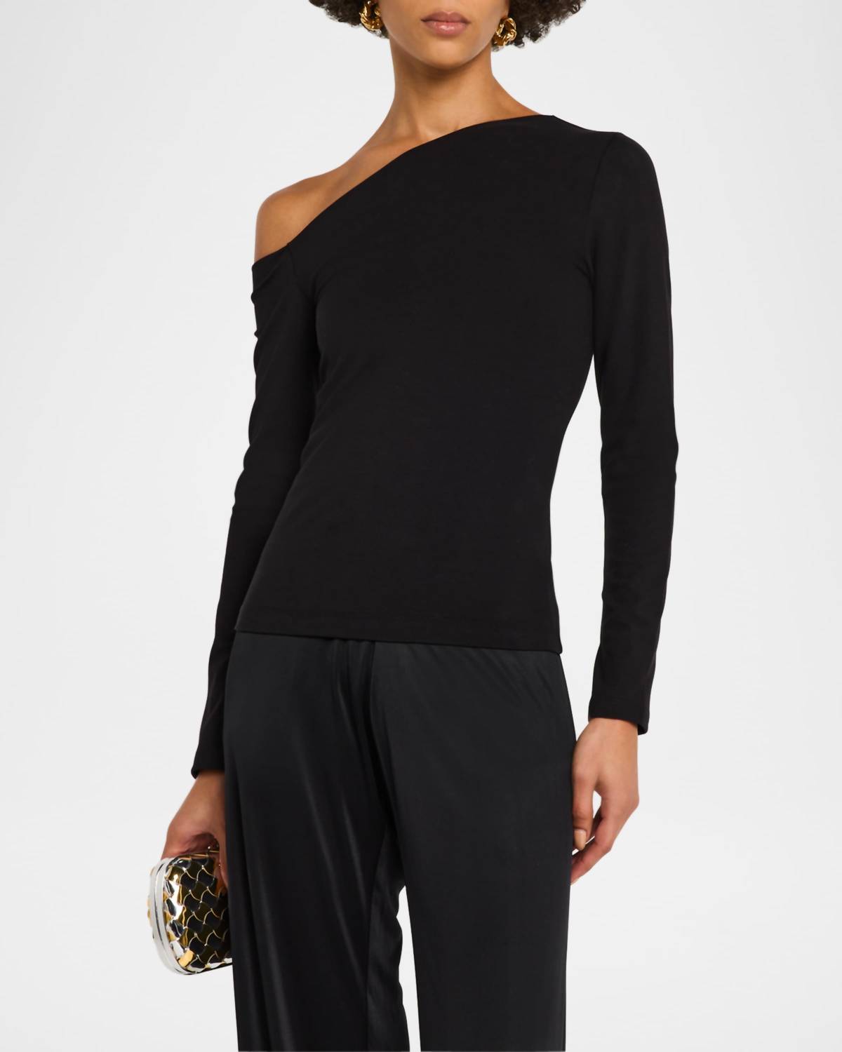 Enza Costa - Silk Knit Angled One Shoulder Top