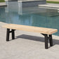 Outdoor Bench With Slat Panel Design And Acacia Wood Frame