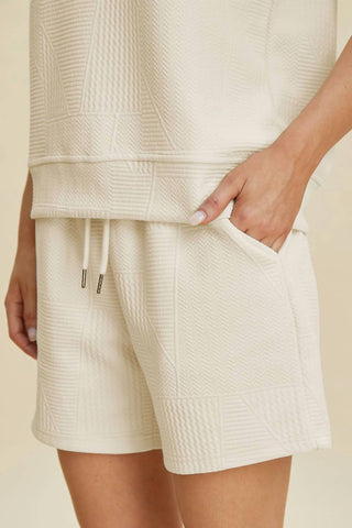 Double Take - Conjunto de blusa e short com mangas franzidas